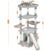 Pesofer 56 Inches Cat Tree Multi Level Cat Tower with Sisal-Covered Scratching Posts, Kitty Playhouse and Large Top Perch Light Grey