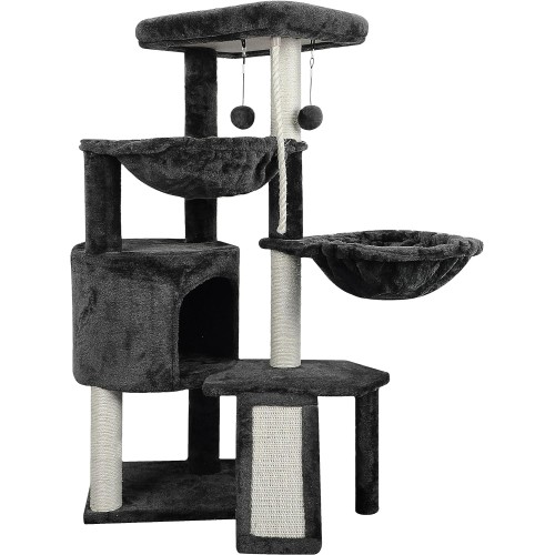 Xin Three Layer Cat Tree with Cat Condo and Two Hammocks,Darkgray …