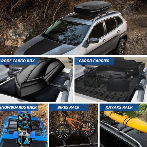 MotorFansClub Lockable Roof Rack Cross Bars Fit for Jeep Cherokee 2014 2015 2016 2017 2018 2019 2020 2021 2022 2023 Cargo Luggage Rack Rail Aluminum (Doesn't Fit for Grand Cherokee!!)