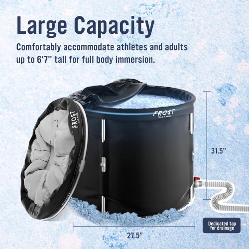 FROST TUB Portable Ice Bath Tub for Athletes & Adults – Durable 6-Layer Collapsible Cold Plunge Tub – Outdoor Ice Baths at Home – Cold Water Therapy & Recovery Barrel - Non-Inflatable Pod 330L