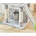 Pesofer 56 Inches Cat Tree Multi Level Cat Tower with Sisal-Covered Scratching Posts, Kitty Playhouse and Large Top Perch Light Grey