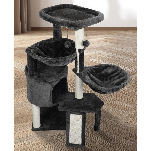 Xin Three Layer Cat Tree with Cat Condo and Two Hammocks,Darkgray …