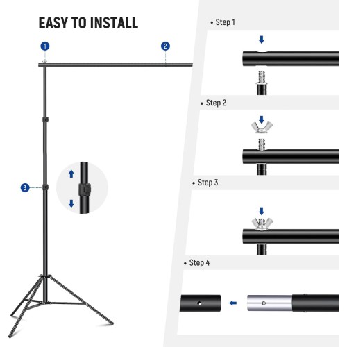 NEEWER Photo Studio Backdrop Support System, 10ft x 7ft//3m x 2.1m Adjustable Background Stand with 4 Crossbars, 6 Backdrop Clamps, 2 Orange Sandbags, and Carrying Bag for Portrait Studio Photography