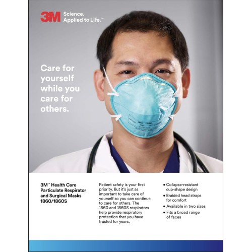 3M Health Care 1860S Particulate Respirator Mask Cone, Molded, Small (Pack of 120)v