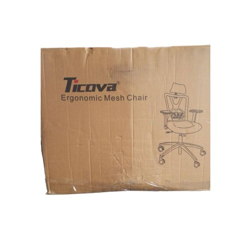 Ticova Ergonomic Office Chair - High Back Desk Chair with Adjustable Lumbar Support & 3D Metal Armrest - 130°Reclining & Rocking Mesh Computer Chair with Thick Seat Cushion & Rotatable Headrest