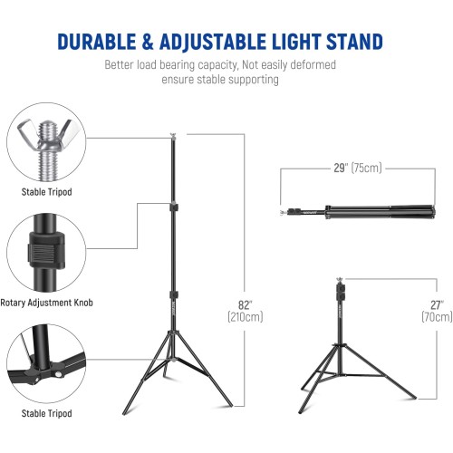 NEEWER Photo Studio Backdrop Support System, 10ft x 7ft//3m x 2.1m Adjustable Background Stand with 4 Crossbars, 6 Backdrop Clamps, 2 Orange Sandbags, and Carrying Bag for Portrait Studio Photography