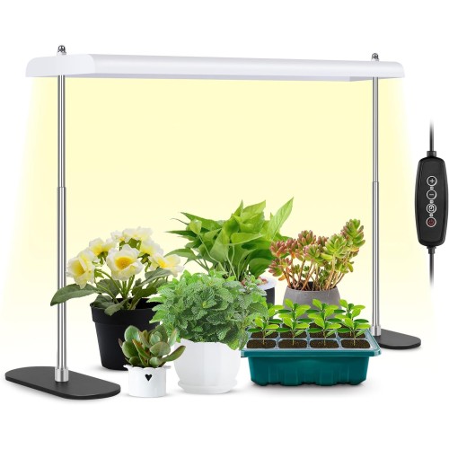 FOXGARDEN Grow Light Stand, 108 LEDs Plant Grow Lamp for Indoor Plants Full Spectrum, Auto 4/8/12H Timer, 6 Dimmable Levels, Height Adjustable, Iron Frame, Ideal for Seedling Veg Flower