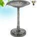 Gray Bunny 28.5" Bird Baths for Outdoors, Tall Bird Bath, Stylish Faux Stone Designed with Steel Ground Anchors for Lawn, Patio or Garden - Gray