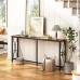 SUPERJARE 70 Inch Console Table with 2 Outlet and 2 USB Ports, Extra Long Entryway Table with Metal Frame and X-Shaped Design, Narrow Sofa Table for Living Room and Hallway - Rustic Brown