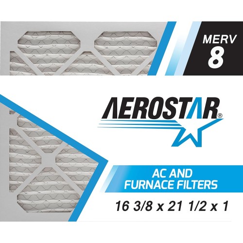 Aerostar 16 3/8x21 1/2x1 MERV 8 Air filter, Made In The USA, Pleated (Pack of 6)