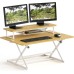 SHW 36-Inch Over Desk Height Adjustable Standing Desk With Monitor Riser, Oak