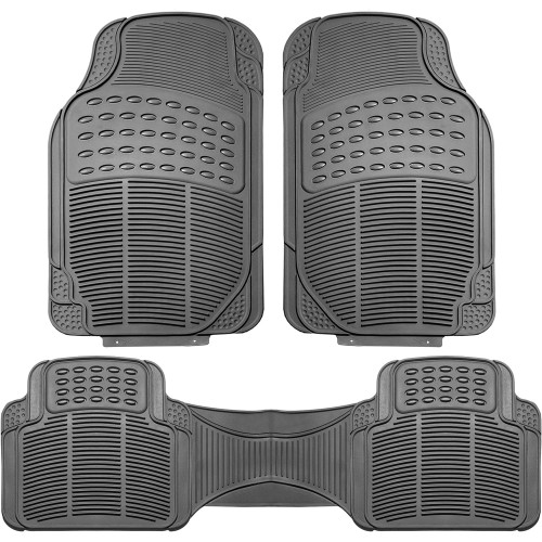 FH Group Car Floor Mats - Heavy-Duty Rubber Floor Mats for Cars, Universal Fit Full Set, Trimmable Automotive Floor Mats, ClimaProof Floor Mats For Most Sedan, SUV, Truck Floor Mats Gray