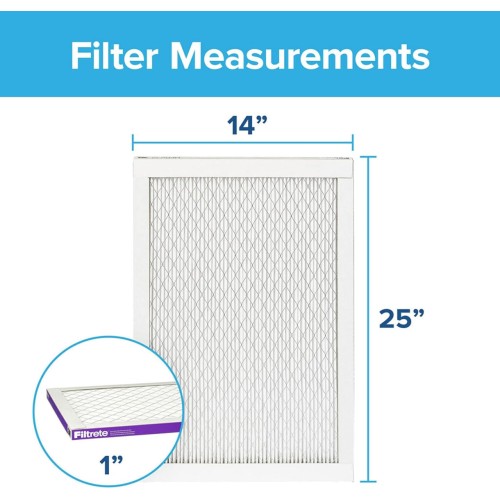 Filtrete 14x25x1 Air Filter, MPR 1500, MERV 12, Healthy Living Ultra-Allergen 3-Month Pleated 1-Inch Air Filters, 4 Filters