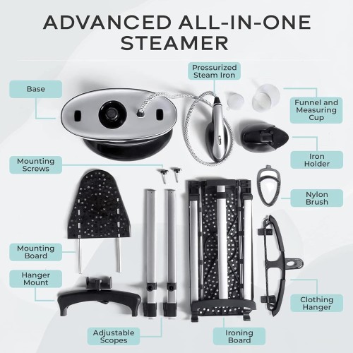 Steam & Go - All-in-One Garment Steamer and Iron, Pressurized Steamer For Clothes with Ironing Board and Clothing Hanger, Steam Iron Fabric Steamer for Wrinkles and Creases, Chemical-Free