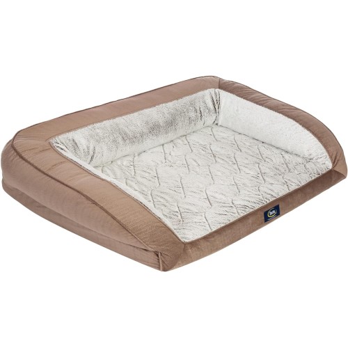 Serta Orthopedic Quilted Couch Dog Bed for Pets – Chocolate Brown (X-Large)