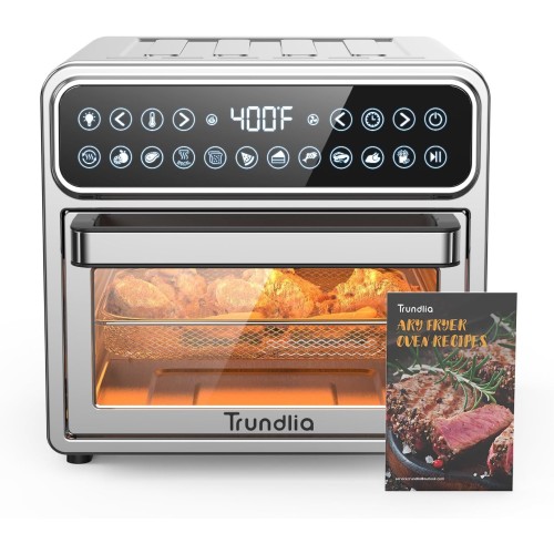 Trundlia 11-in-1 Air Fryer Oven 13QT Stainless Steel Air Fryer - Airfryer Combo Oven 1500W Large Capacity Multifunction Toaster Oven with Recipe & 6 Accessories ETL Certified