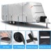 FRUNO Oxford Cloth Travel Trailer RV Cover 24'-27' Waterproof Rip-Resistant Anti-UV Camper Cover for Winter Snow with Jack Cover 4 Tire Covers and Gutter Covers