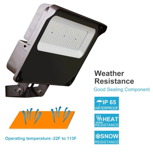 Lightdot 100W LED Flood Light Outdoor 5000K 14000Lm (600W Equivalent) Led Stadium Flood Light with Dusk to Dawn Photocell, IP65 Waterproof Area Lightings