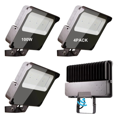 Lightdot 100W LED Flood Light Outdoor 5000K 14000Lm (600W Equivalent) Led Stadium Flood Light with Dusk to Dawn Photocell, IP65 Waterproof Area Lightings