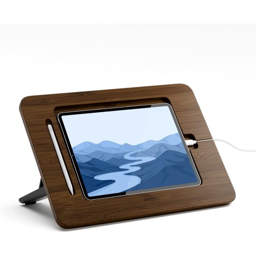 AFOOYO Bamboo iPad Drawing Stand Tablet Stand - Portable & Adjustable 5 Angles for Laptop, Laptop Stand Riser,Book Reading Stand,Compatible with 12.9 inch iPad Pro-3rd - 6th Gen(Walnut Varnish)