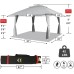 CROWN SHADES 13X13 Outdoor Pop Up Gazebo Base 10X10 Patio Gazebos Patented Center Lock Quick Setup Newly Designed Storage Bag Instant Canopy Tent with Mosquito Nettings(13x13, Grey)