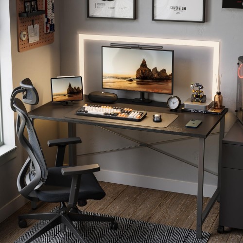 CubiCubi Computer Desk, 47 inch Home Office Desk, Modern Simple Style PC Table for Home, Office, Study, Writing, Black