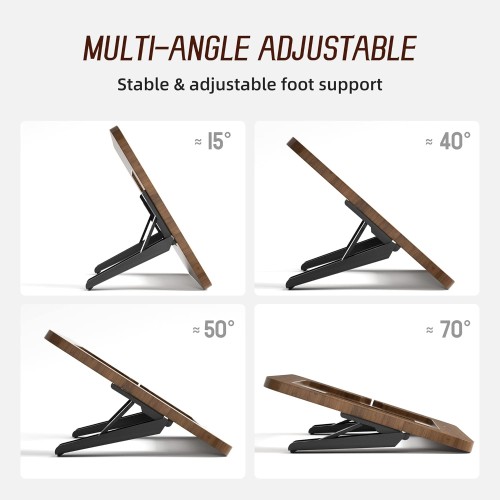 AFOOYO Bamboo iPad Drawing Stand Tablet Stand - Portable & Adjustable 5 Angles for Laptop, Laptop Stand Riser,Book Reading Stand,Compatible with 12.9 inch iPad Pro-3rd - 6th Gen(Walnut Varnish)