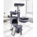 Xin Three Layer Cat Tree with Cat Condo and Two Hammocks,Grey