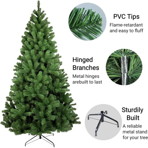 5FT Artificial Christmas Tree Premium PVC Holiday Xmas Tree for Home Office Holiday Party Decoration with Metal Foldable Stand, Easy Assembly