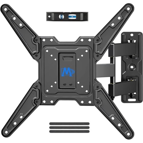 USX MOUNT UL Listed Full Motion TV Mount, Swivel Articulating Tilt TV Wall Mount for 26-55Inch LED, 4K TVs, Wall Mount TV Bracket with VESA 400x400mm Up to 77lbs, Perfect Center Design -XMM006-1