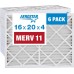 Aerostar 16x20x4 MERV 11 Pleated Air Filter, AC Furnace Air Filter, 6 Pack (Actual Size: 15 1/2"x19 1/2"x3 3/4")