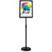 Adjustable Sign Holder Standing Floor Sign Stand for 8.5x11 inches,Both Vertical & Horizontal View Displayed,Snap-Open Frame with Safety Corner for School Church Business Show,Black