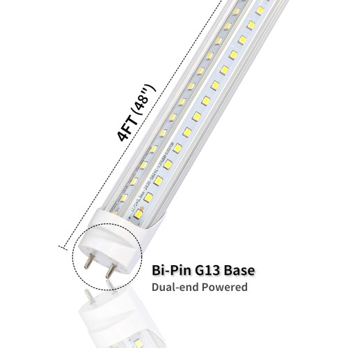 4FT LED Shop Light,T8 LED Tube Light 36W 4680 Lumens,6000K Daylight White,T8 T10 T12 Fluorescent Replacement Bulbs,Clear Cover, Bi-Pin G13 Base,Dual-End Powered, Ballast Bypass (12-Pack)