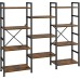 SUPERJARE Triple 4 Tier Bookshelf, Bookcase with 11 Open Display Shelves, Wide Book Shelf Book Case for Home & Office, Rustic Brown