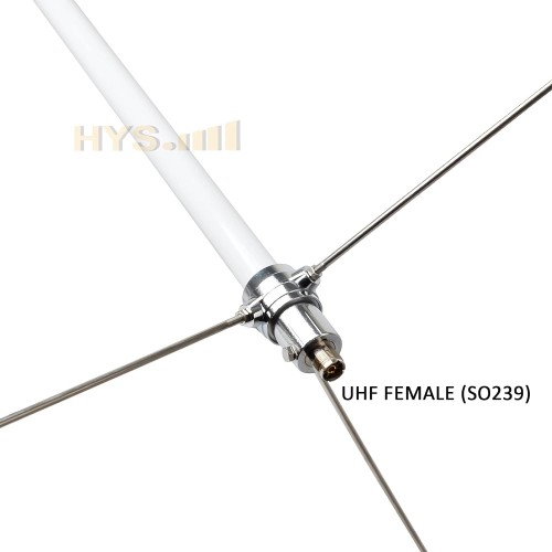 HYS 200W GMRS 460-470 MHz UHF 7.2 dBi UHF Base Antenna, Fiberglass Pretuned Land Mobile Omni Antenna for GMRS Midland Anytone Motorola Repeater GR500 GR300 GR1225 Mobile Radio, White Fiberglass