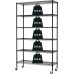 6-Tier Storage Shelf Heavy Duty Shelving Unit NSF Height Adjustable Metal Rack with Wheels for Laundry Bathroom Kitchen Garage Pantry Organization 2100 LBS Capacity-82*48*18 inch, (Black)