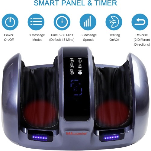 Shiatsu Foot Massager Machine w/ Heat and Remote for Circulation and Pain Relief, Electric Deep Kneading Leg and Calf Circulation Massage for Plantar Fasciitis and Neuropathy, Gifts for Family Friends