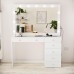 Boahaus Serena Modern Makeup Vanity with Lights, 7 Drawers, Vanity Mirror, Glass Top Vanity, Crystal Ball, New Built-in Lights Version - White Vanity Makeup Desk Version for Bedroom