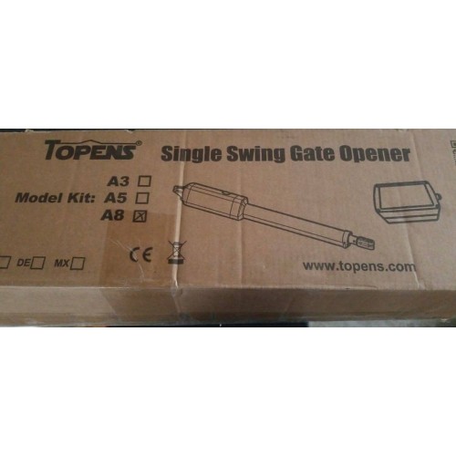 TOPENS A8 Automatic Gate Opener for Heavy Duty Single Swing Gates Up to 18ft, Single Swing Gate Operator Battery Powered with Remote Control Kit Gate Motor Solar Compatible