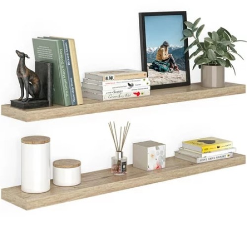 Balluccis Floating Shelves Set of 2 in Oak Finish