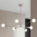 6-Light Nickel Sputnik Chandelier,Modern Silver Sputnik Light Fixture for Kitchen Island Living Room Dining Room Bedroom(95 Percent Assembled.), W003P-6SN