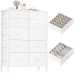 BOLUO White Dresser for Bedroom 10 Drawer Dressers & Chests of Drawers Tall Fabric Storage Tower with Drawer Organizers for Closet Kids and Adult Modern