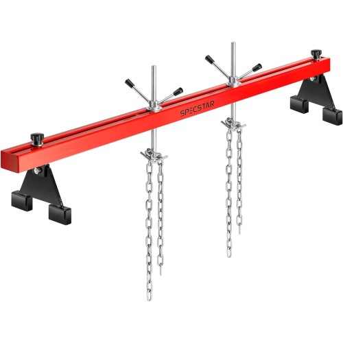 SPECSTAR 1100 Lbs Engine Support Bar Transverse Hoist for Motor Transmission with 2 Points Lift Holder and Dual Hooks