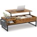 Aheaplus Lift Top Coffee Table with Storage, Wood Lifting Top Central Table Metal Frame