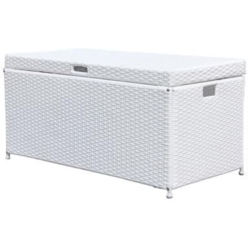 Outdoor 70 Gallon Wicker Deck Storage Box Color: White