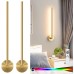 Remote Control Dimmable Modern Wall Sconce Set of Two, Multicolor, DIY 350° Rotate, Memory Function, Cordless Wall Light for Bedroom, Living Room, TV Wall and Game Room (Gold, 23.6 inches)