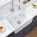 24 Inch Fireclay Farmhouse Sink, Apron-front Small White Farmhouse Kitchen Sink, Single Bowl Deep Undermount Ceramic Farm Sink with Custom Bottom Grid & Strainer Drain