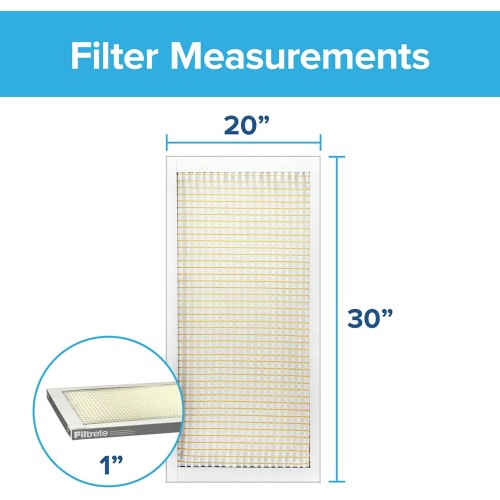 Filtrete 20x30x1 Air Filter, MPR 300, MERV 5, Clean Living Basic Dust 3-Month Pleated 1-Inch Air Filters, 6 Filters