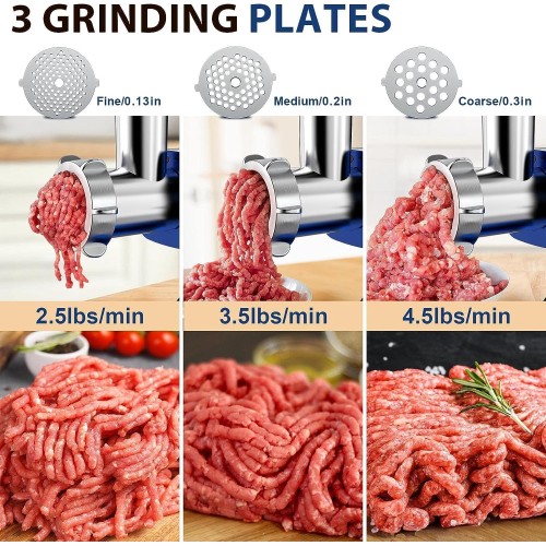 3000W Electric Meat Grinder, Sausage Maker Machine, Food Grinder with 3 Stainless Steel Sausage Stuffer Tube 3 Grinding Plates Hamburger Press Patty Maker Kubbe Kit for Home Kitchen, LH-319