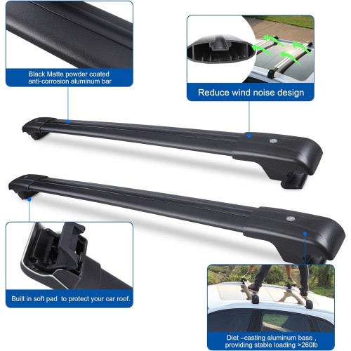 260lb Loading Weight Heavy Duty Roof Rack CrossBars Replacement for 2013-2018 Toyota RAV4,Anti-Corrosion,Aluminum Black Matte with Anti-Theft Locks (ONLY FIT Original Side Rail) Sold as 1 Pair